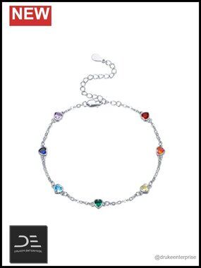 Sterling Silver 7 Chakra Healing Yoga Bracelet Link Women Gift